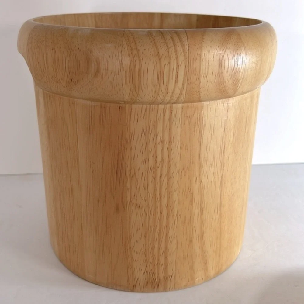 Goodwood Vintage MCM Genuine Teak Ice Bucket With Lid & Plastic Interior Liner